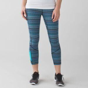 Lululemon Pace Rival Crop Leggings In Space Dye Twist Naval Blue Peacock Size 6